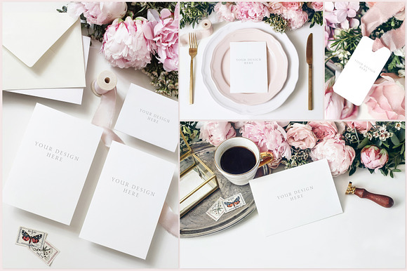 Peony & rose wedding mockups bundle in Print Mockups - product preview 2