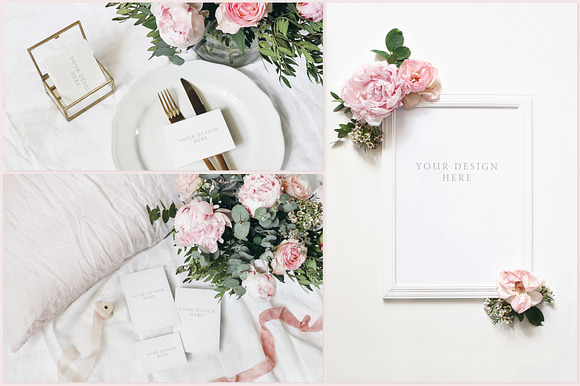 Peony & rose wedding mockups bundle in Print Mockups - product preview 5