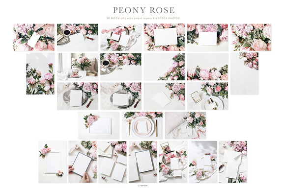 Peony & rose wedding mockups bundle in Print Mockups - product preview 8