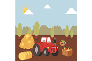 Harvesting autumn farm crops with