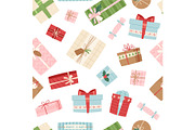 Gift box vector seamless pattern of