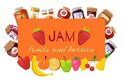 Orange jam with fresh fruits and
