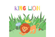 Cute lion cartoon vector