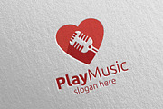 Music Logo with Love and Microphone