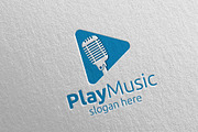 Music Logo with Microphone and Play