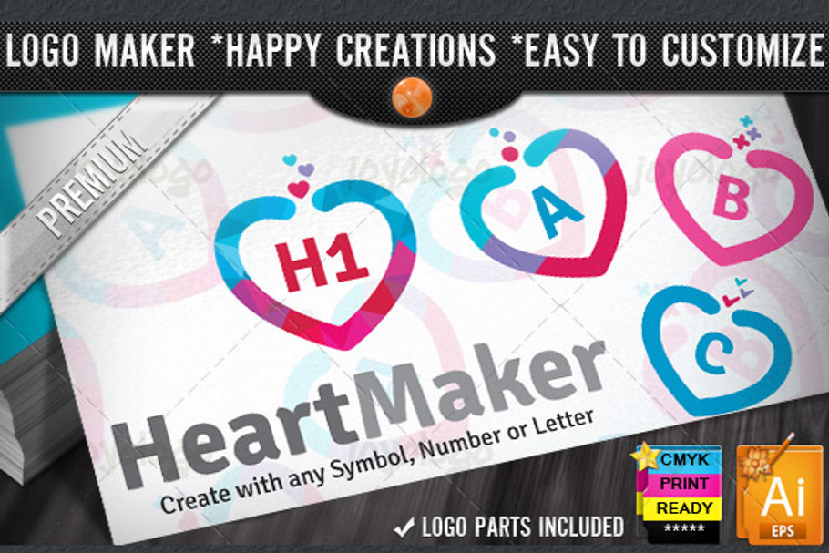 Colorful Flat Love Heart Logo Maker