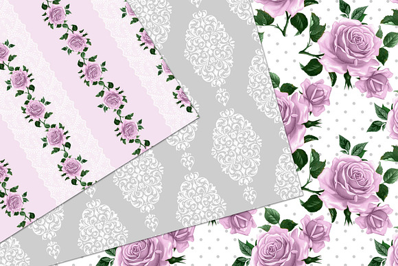 Lilac & Gray Shabby Digital Paper in Patterns - product preview 1