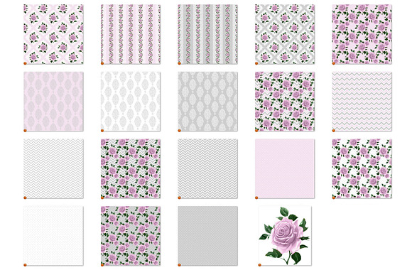 Lilac & Gray Shabby Digital Paper in Patterns - product preview 3