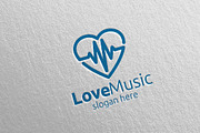 Love Music Logo with Note and Love