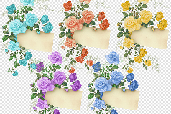 Rose Note Frames Clipart in Illustrations - product preview 1