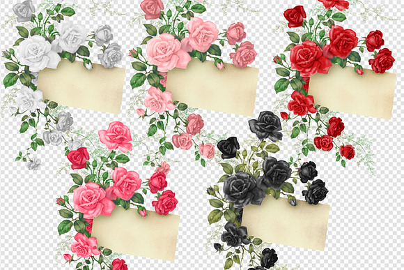 Rose Note Frames Clipart in Illustrations - product preview 2