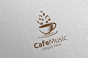 Cafe Music Logo with Note and Cafe