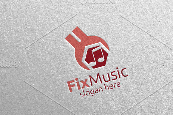 Fix Music Logo with Note and Fix 64 in Logo Templates - product preview 1