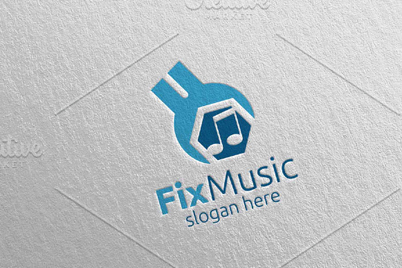 Fix Music Logo with Note and Fix 64 in Logo Templates - product preview 2