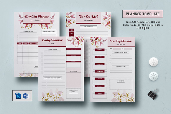 Printable Planner Template V06 in Stationery Templates - product preview 1