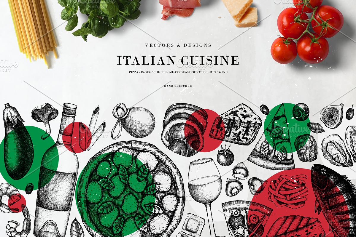 Italian Cuisine Designs Collection in Illustrations - product preview 8