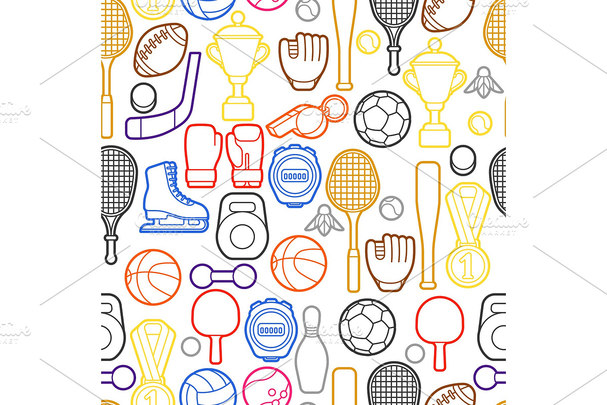 Seamless pattern with sport icons. in Illustrations - product preview 8