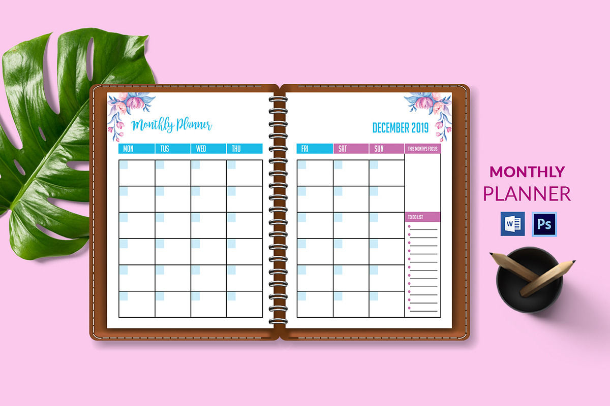 Monthly Planner Template V01 in Stationery Templates - product preview 8