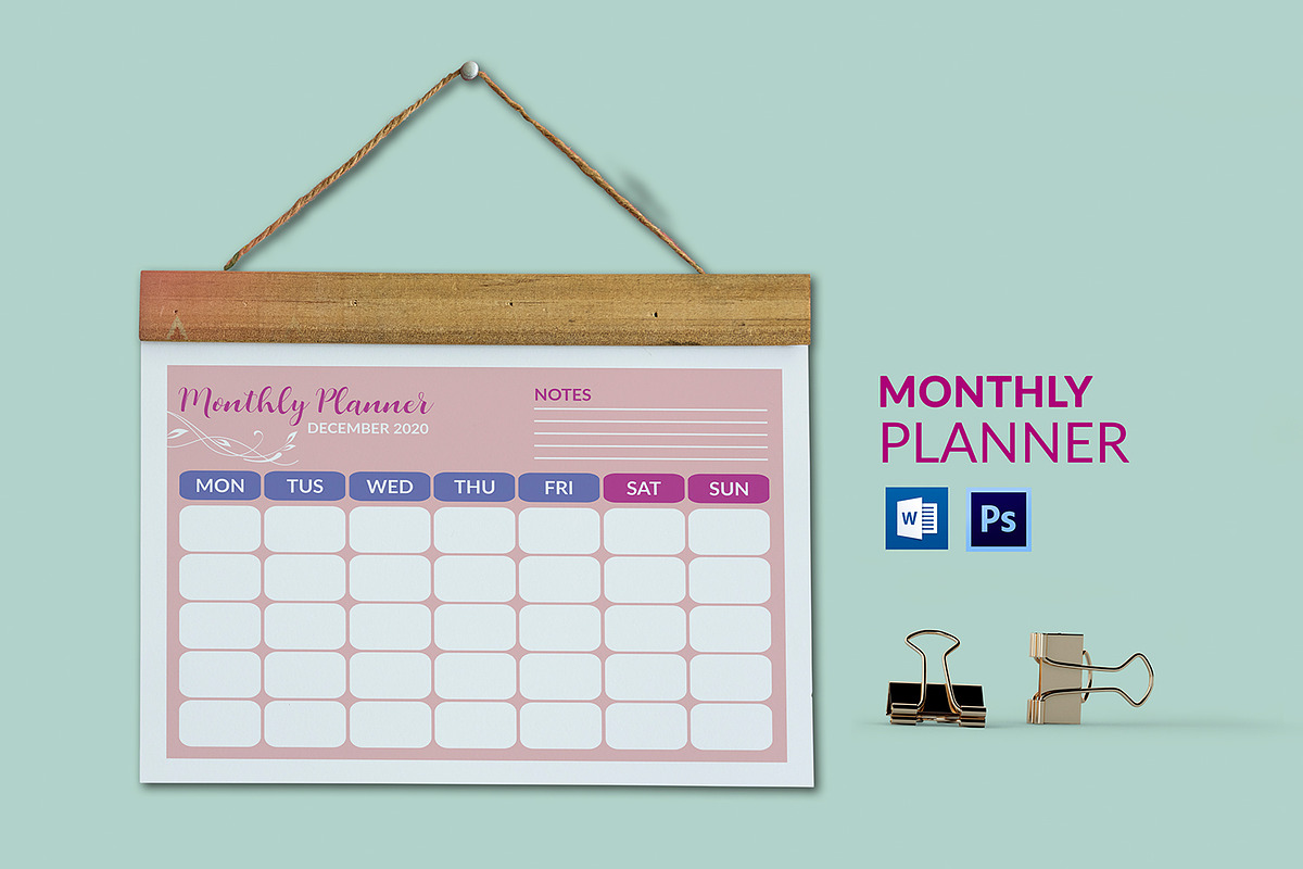 Monthly Planner Template V02 in Stationery Templates - product preview 8