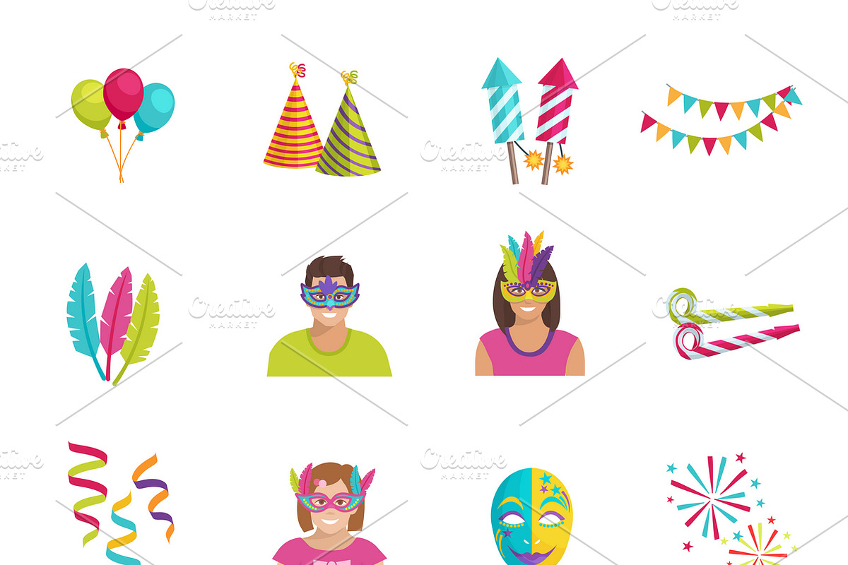 Carnival elements set in Icons - product preview 8