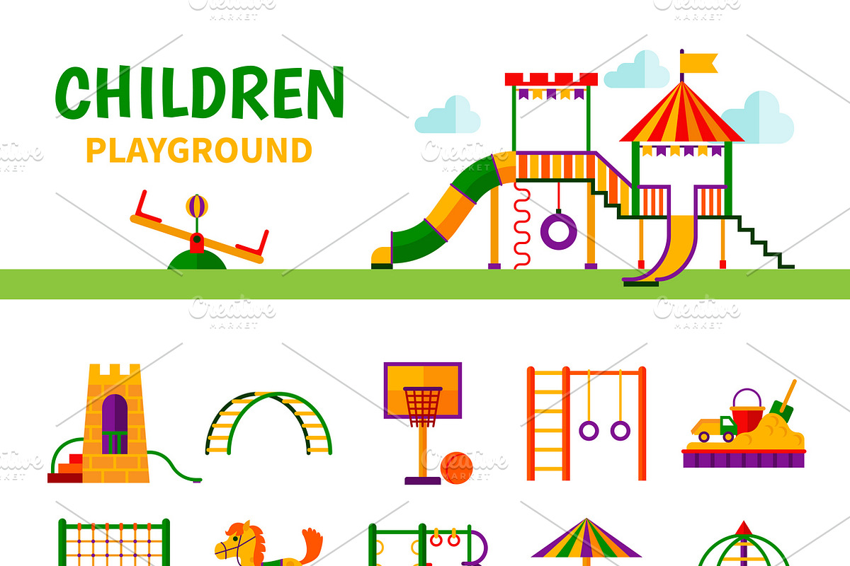 Equipment children playground set in Icons - product preview 8