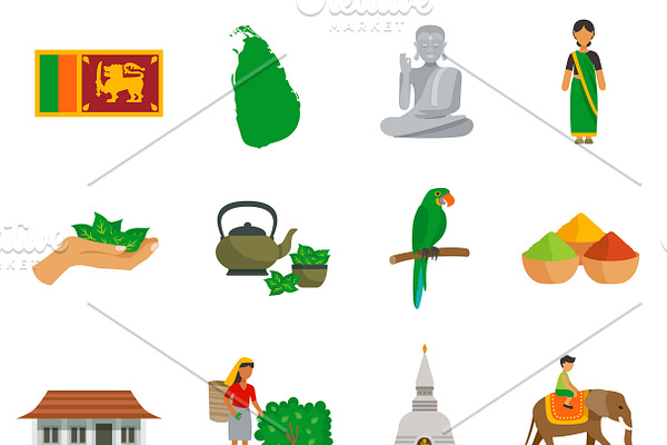 Sri Lanka landmarks icons