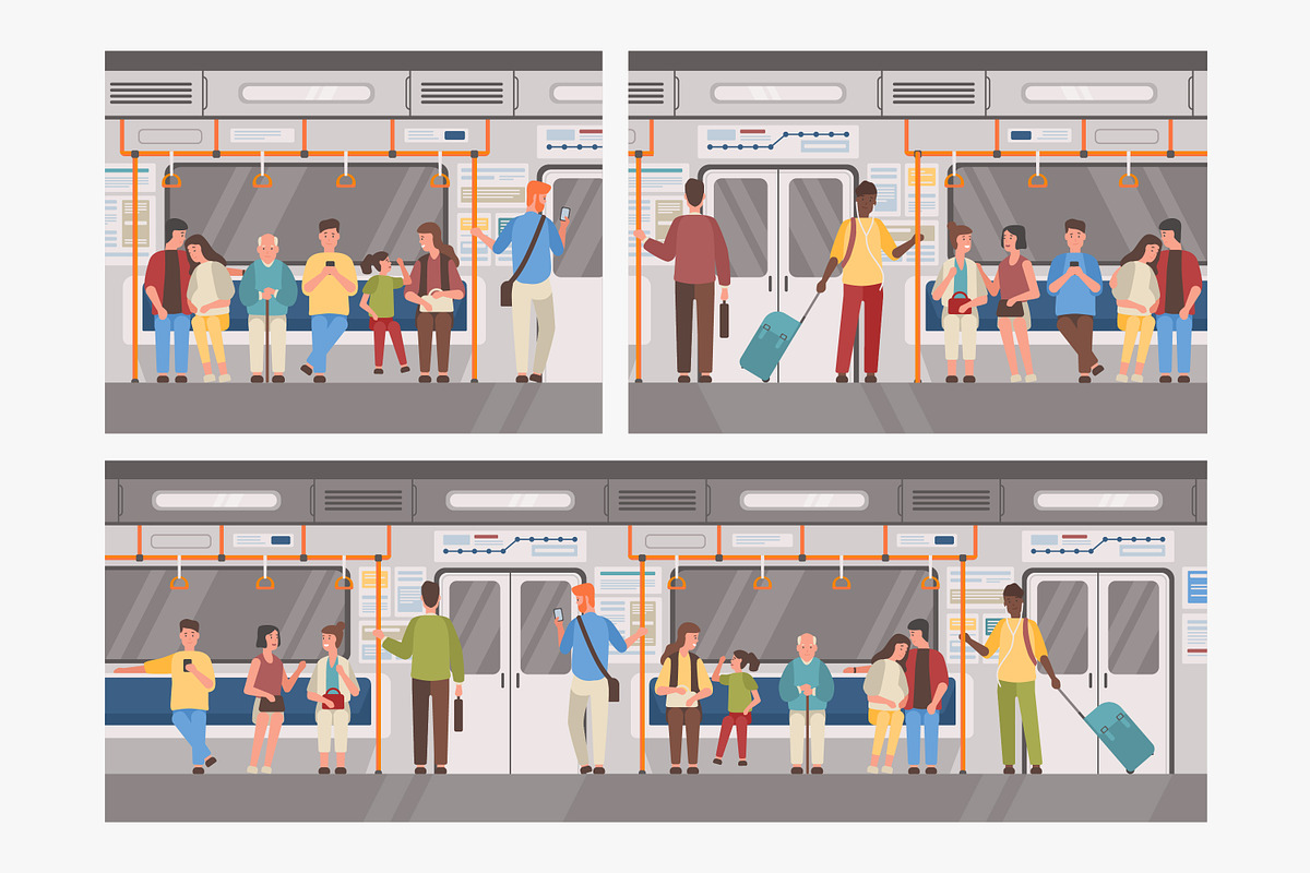Metro train inside in Illustrations - product preview 8