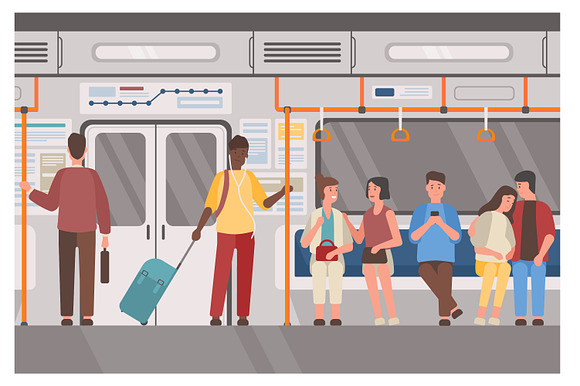 Metro train inside in Illustrations - product preview 1