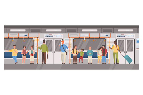 Metro train inside in Illustrations - product preview 2