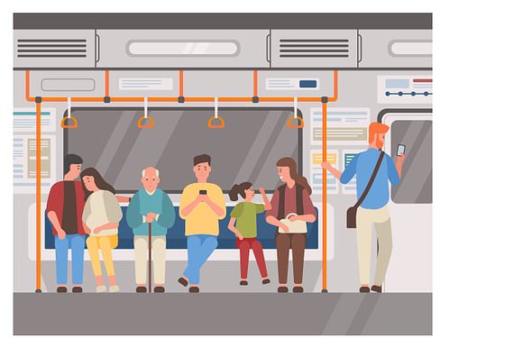 Metro train inside in Illustrations - product preview 3