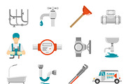 Plumbing icons set