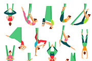 Aero yoga decorative icons set