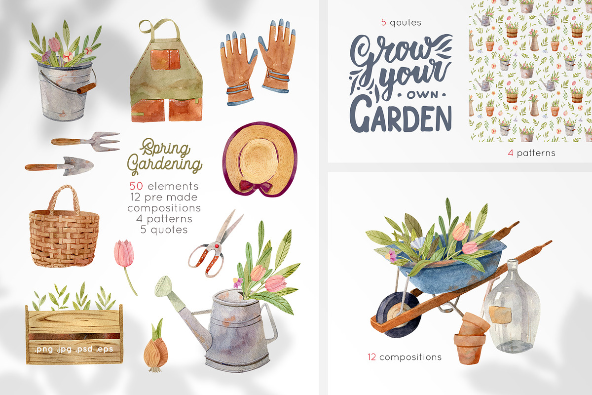 Gardening Tools Clipart in Illustrations - product preview 8