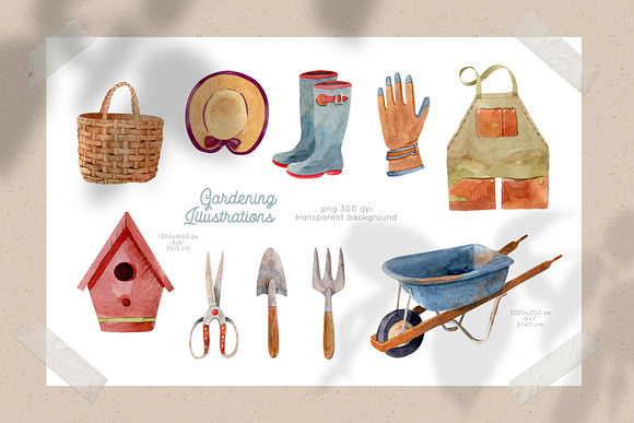 Gardening Tools Clipart in Illustrations - product preview 3