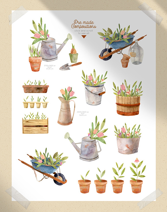 Gardening Tools Clipart in Illustrations - product preview 5