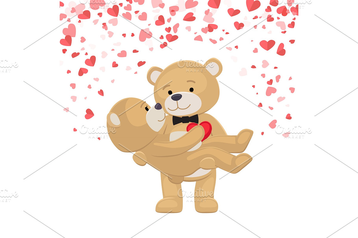Romantic Male Bear Holding Female in Illustrations - product preview 8