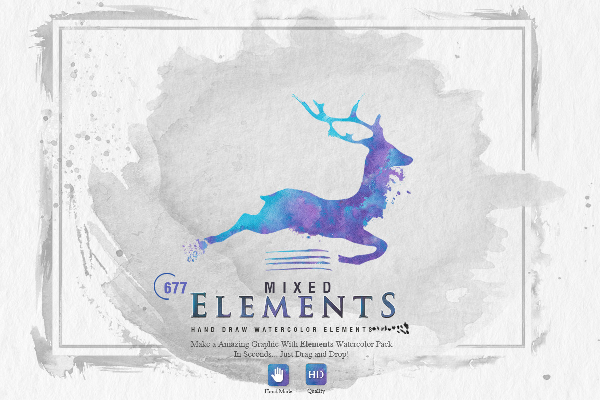 Handmade Watercolor Elements Pack in Illustrations - product preview 8