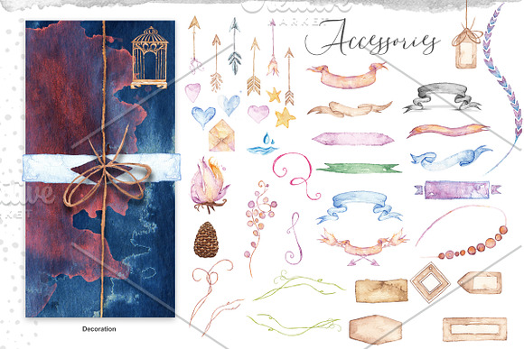 Handmade Watercolor Elements Pack in Illustrations - product preview 6