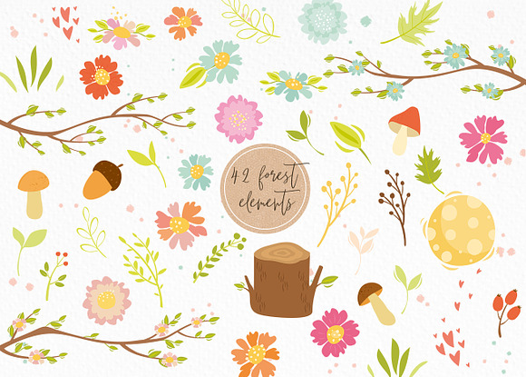 Spring forest. Woodland animals in Illustrations - product preview 3