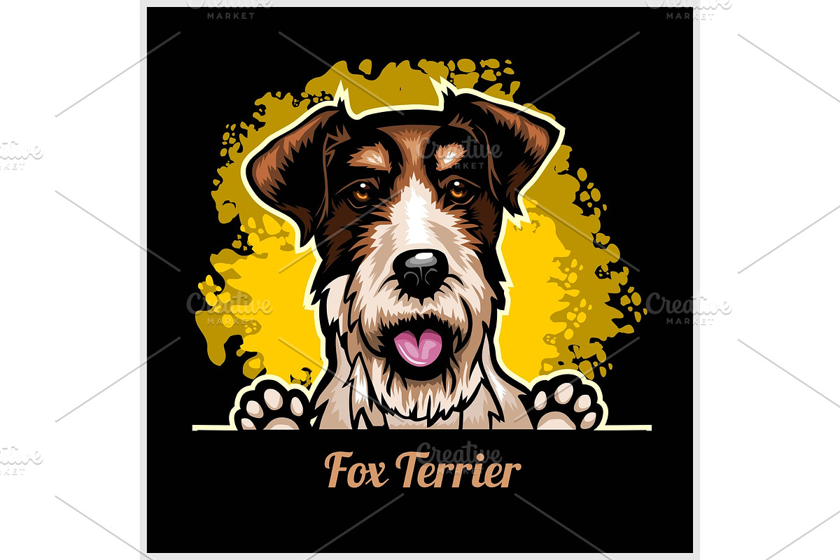 Color dog head, Fox Terrier breed on in Illustrations - product preview 8