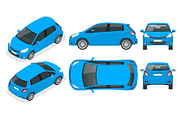 Subcompact blue hatchback car