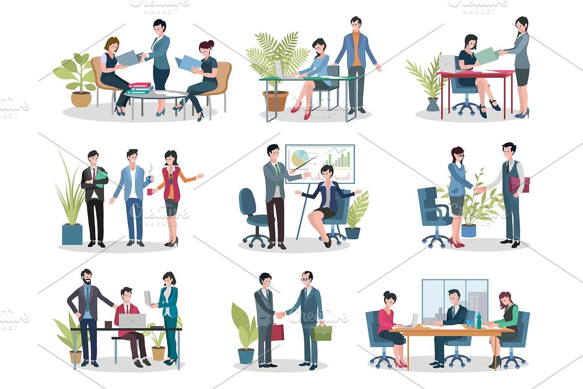 Office Business Meetings, Conference in Illustrations - product preview 8