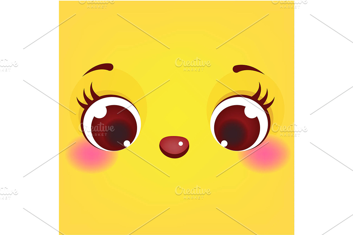 Cute chicken face. Cartoon chick in Illustrations - product preview 8
