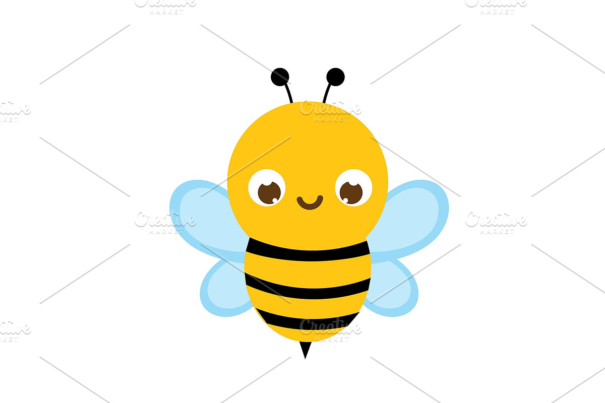 Cute bee. Cartoon insect character in Icons - product preview 8