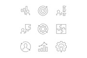 Business strategy line icons