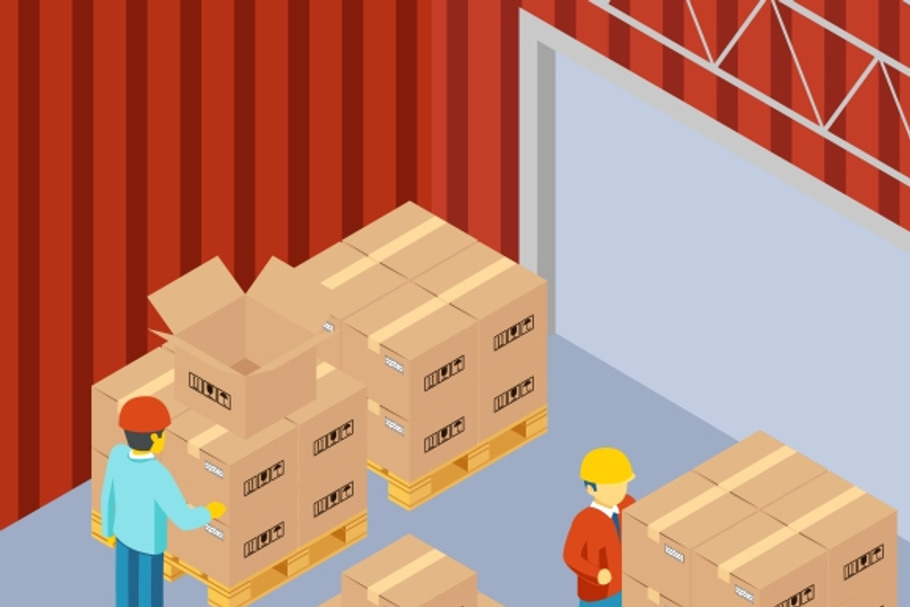 Warehouse with cardboard boxes in Graphics - product preview 8
