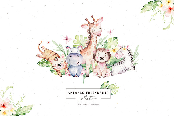 Animals friendship. Baby collection