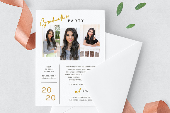Modern Graduation Announcement Card in Card Templates - product preview 1