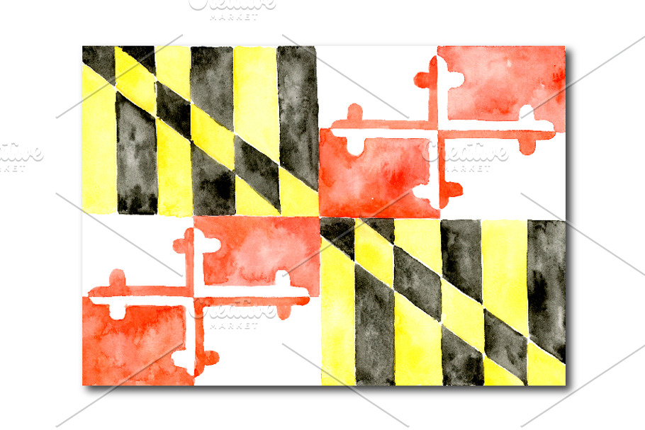 Watercolor Maryland Flag in Objects - product preview 8