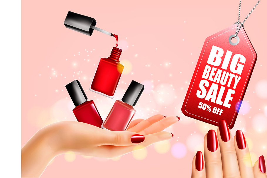 Beauty flyer with nail polish bottle in Illustrations - product preview 8